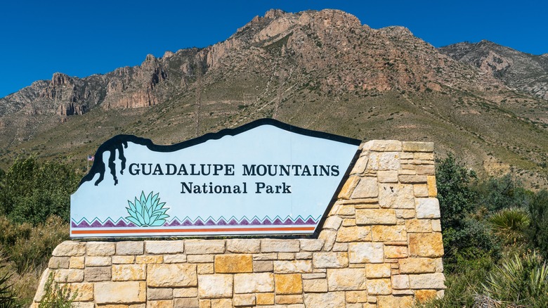 Guadalupe Mountains national park sign 