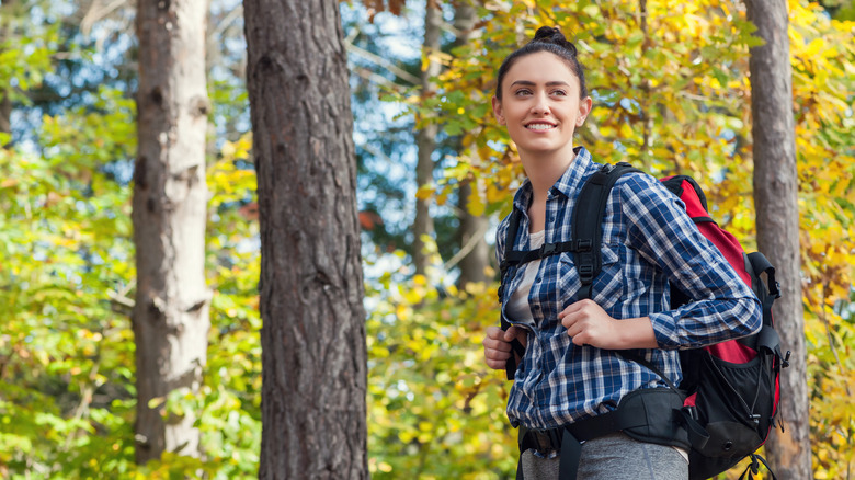 hiker with light layers