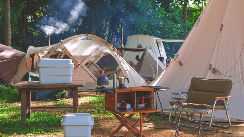 campsite with tents