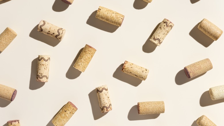 Wine corks laying on their sides