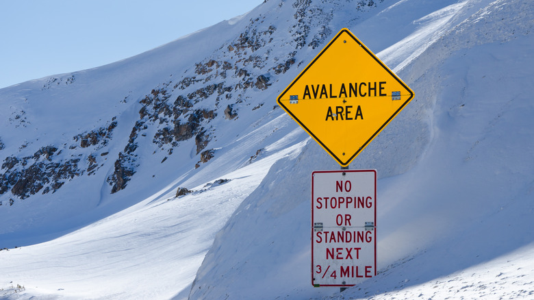 Warning sign for avalanches
