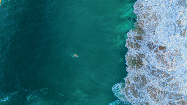 Ariel view of surfer at Puerto Escondido