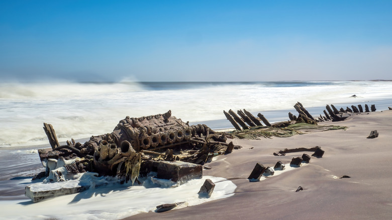 The skeleton of a ship in Namibia