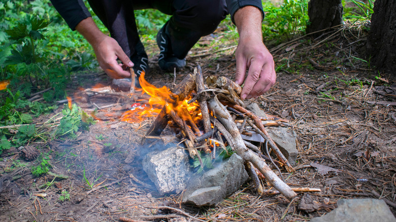 Building a campfire teepee