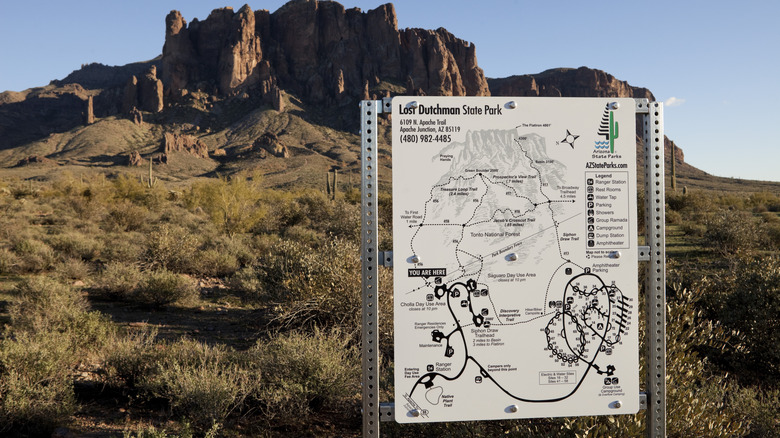 Trail sign in Lost Dutchman State Park