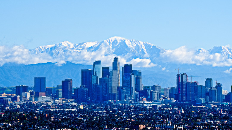 Los Angeles with Mount Baldy in background
