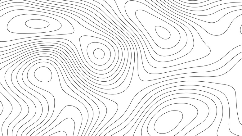 Contour lines on a topographic map