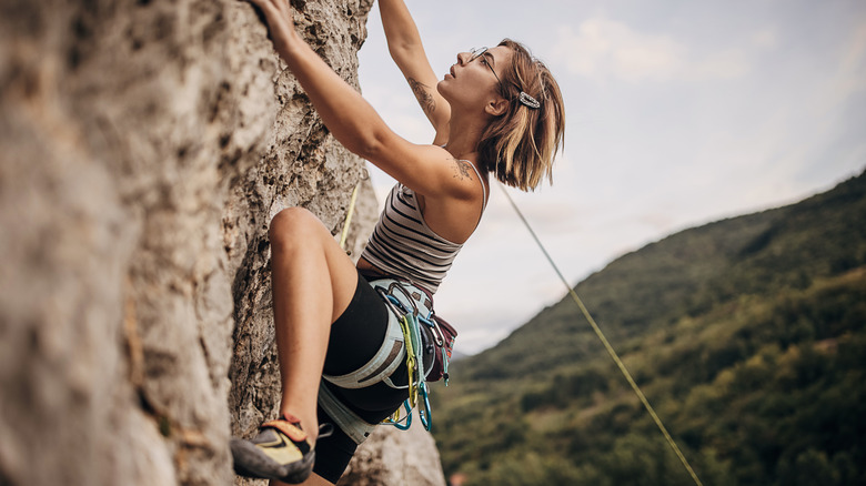 Female rock climber
