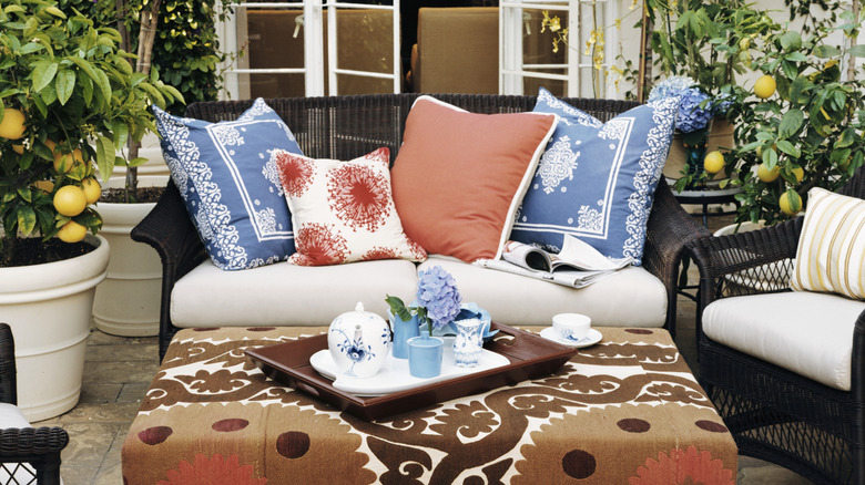 Colorful backyard furniture and cushions