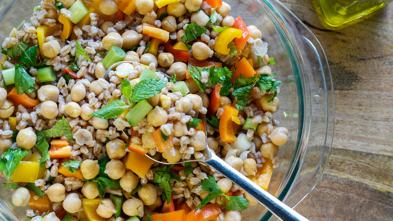 Chickpea farro salad with mint