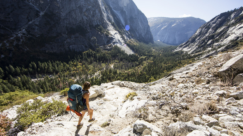 Person hiking in Yosemite