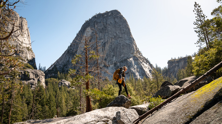 Hiker near Half Dome in Yosemite National Park