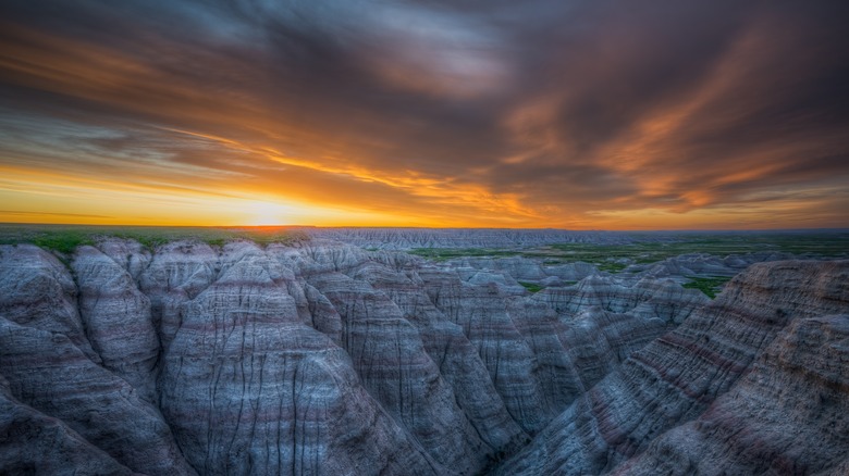 sunrise over badlands