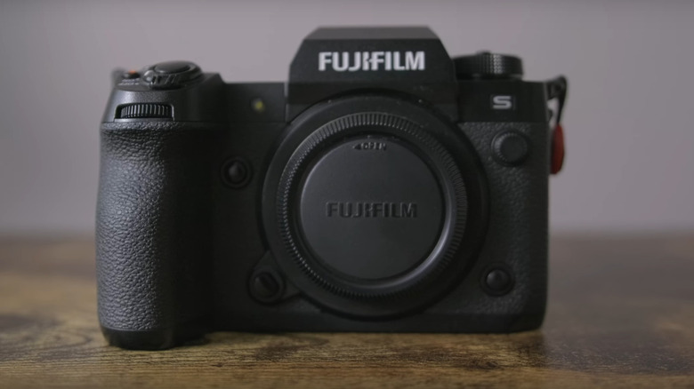 The Fujifilm XH2 by itself with the lens covered