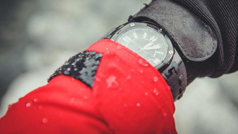 hiker with analog watch