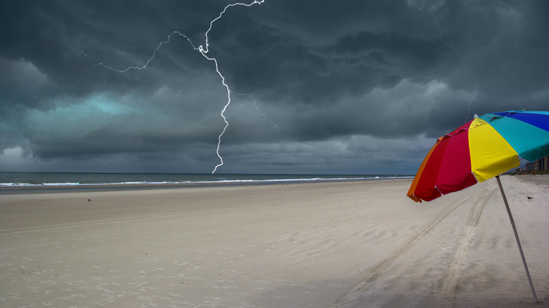 lightning storm at beach