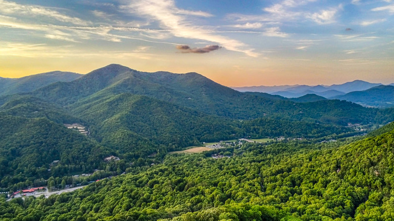 Maggie Valley, view of rolling green mountains