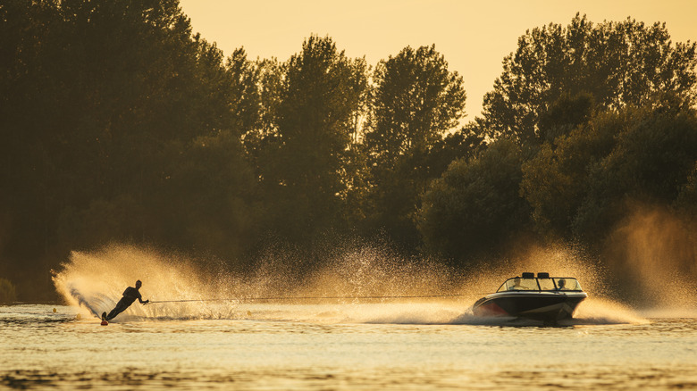 Person waterskiing