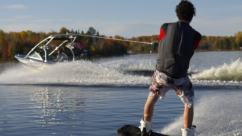 Person wake-boarding