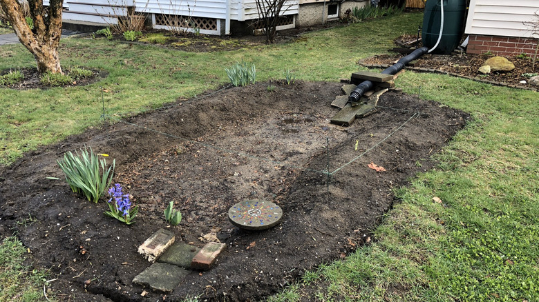 Building rain garden with drainage