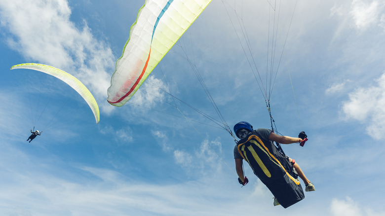 Two paragliders in air