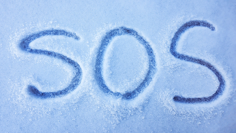 SOS written in snow 