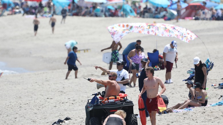 lifeguard looking for distressed swimmer