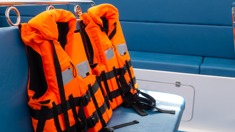 life jackets seat of boat