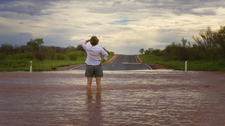 Dirty running flood waters