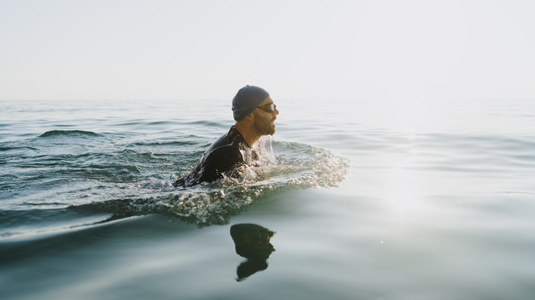 swimming in open water