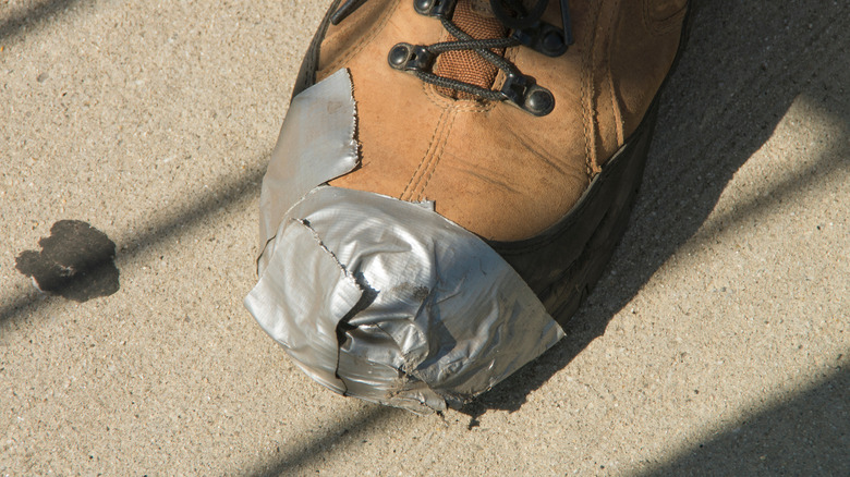 Duct tape on shoe tip