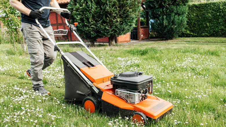 Man mowing a lawn