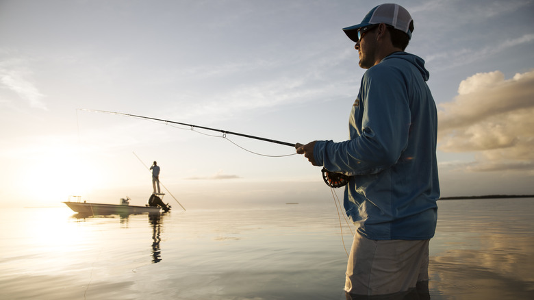 Man enjoying wade fishing